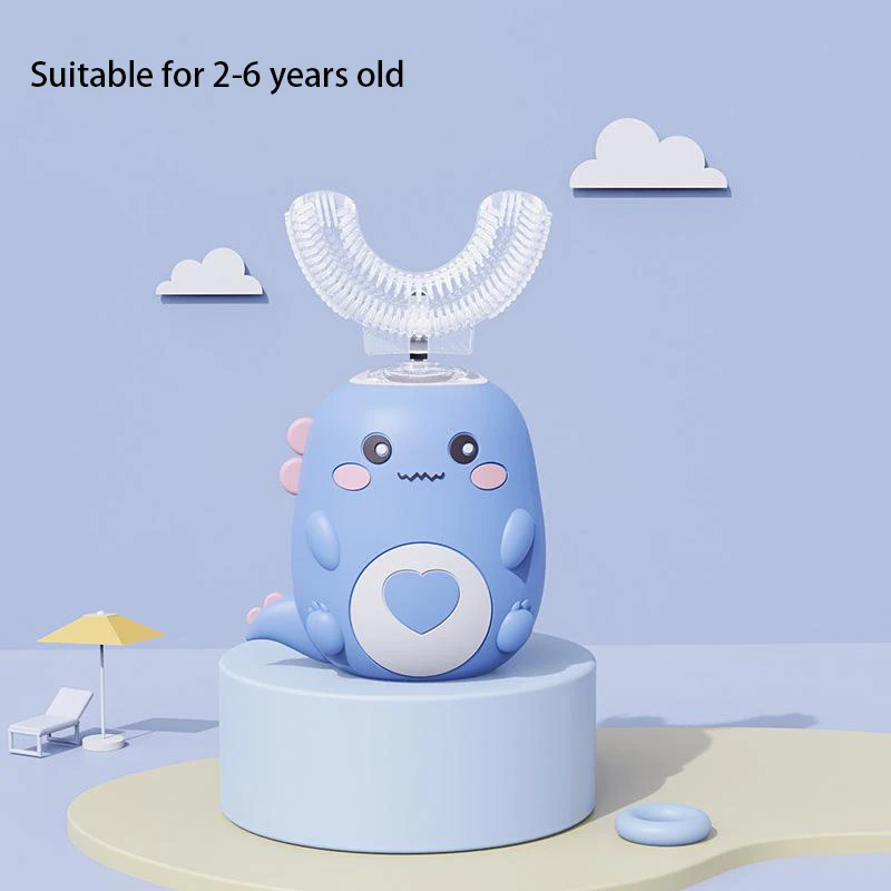 Children U-Shaped Electric Toothbrush 360 Degrees Smart Cartoon Kids Silicone Toothbrush Automatic Rechargeable Sonic Toothbrush