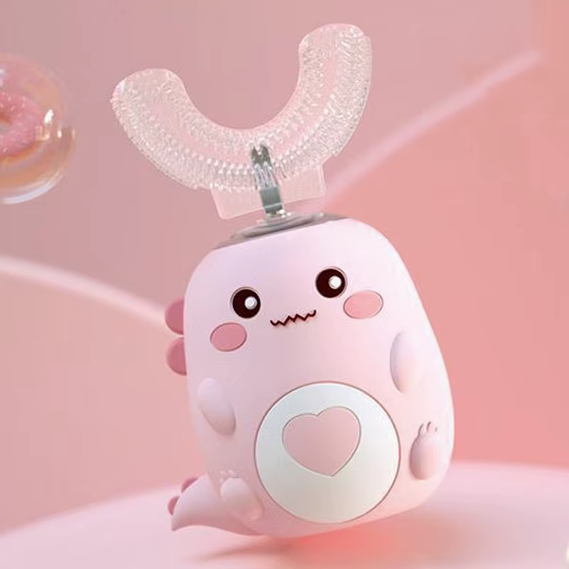 Children U-Shaped Electric Toothbrush 360 Degrees Smart Cartoon Kids Silicone Toothbrush Automatic Rechargeable Sonic Toothbrush